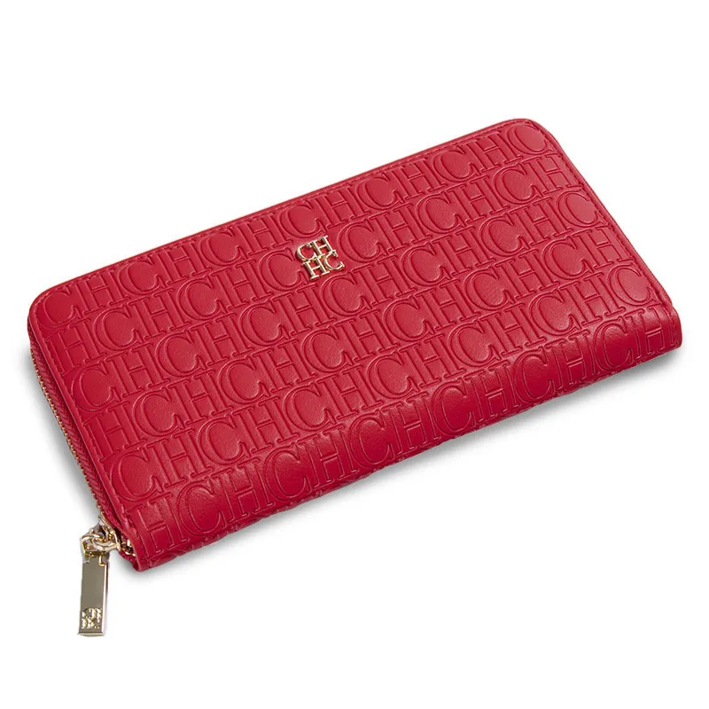 CHHC Women's Luxury Handbags Compact Wallet Minimalist Design with Embossed Initials Women's Coin Purse Portable Leather Wallet