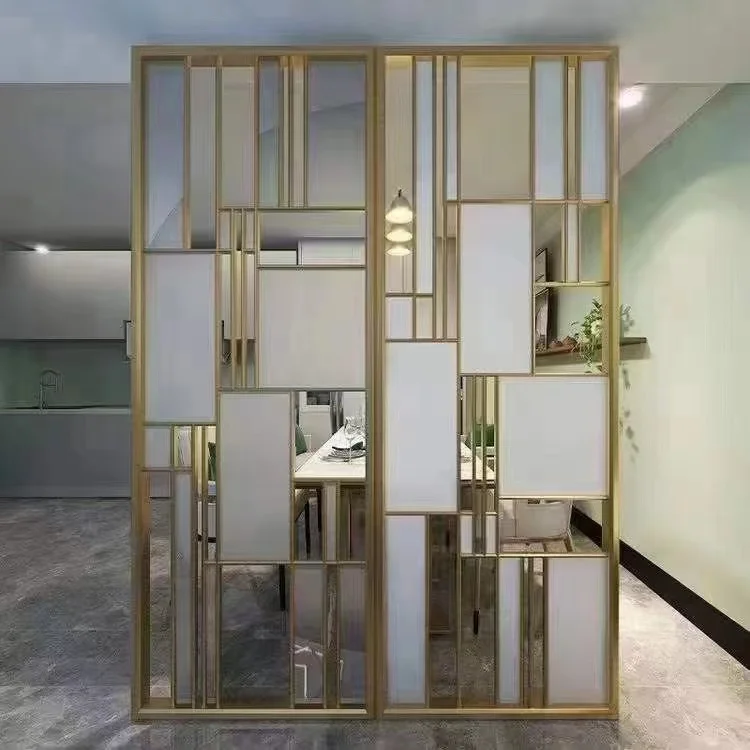 Customized Tempered Glass Stainless Steel Metal Oval Screens Room Dividers Decorative Partitions