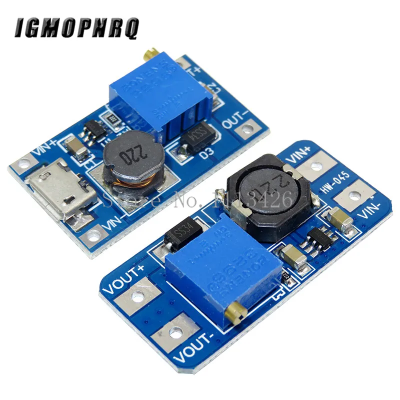 10PCS MT3608 DC-DC Adjustable Boost Module 2A Boost Plate Step Up Module with MICRO USB 2V-24V to 5V 9V 12V 28V IGMOPNRQ