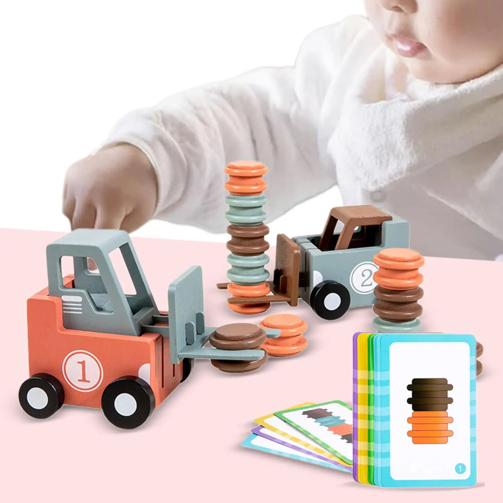 Forklift Toy 2 Player Development Fun Wooden Construction Truck Toy Fine Motor