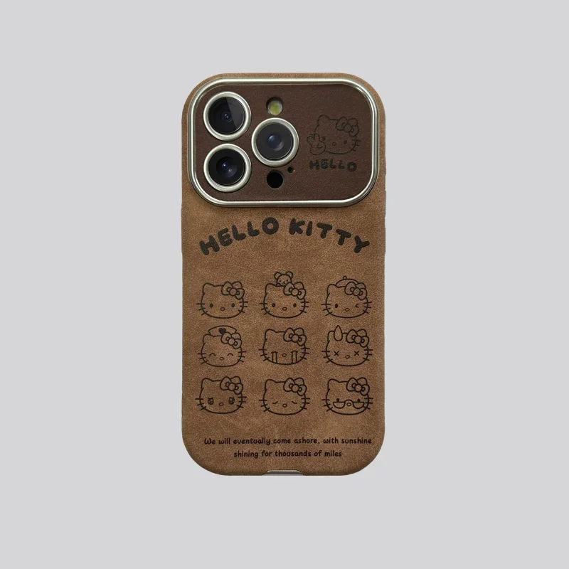 

New Cartoon Cute Hello Kitty Phone Case Suitable for Apple 16 ProMax Suede Large Window Precision Hole Anti Drop Protective Case