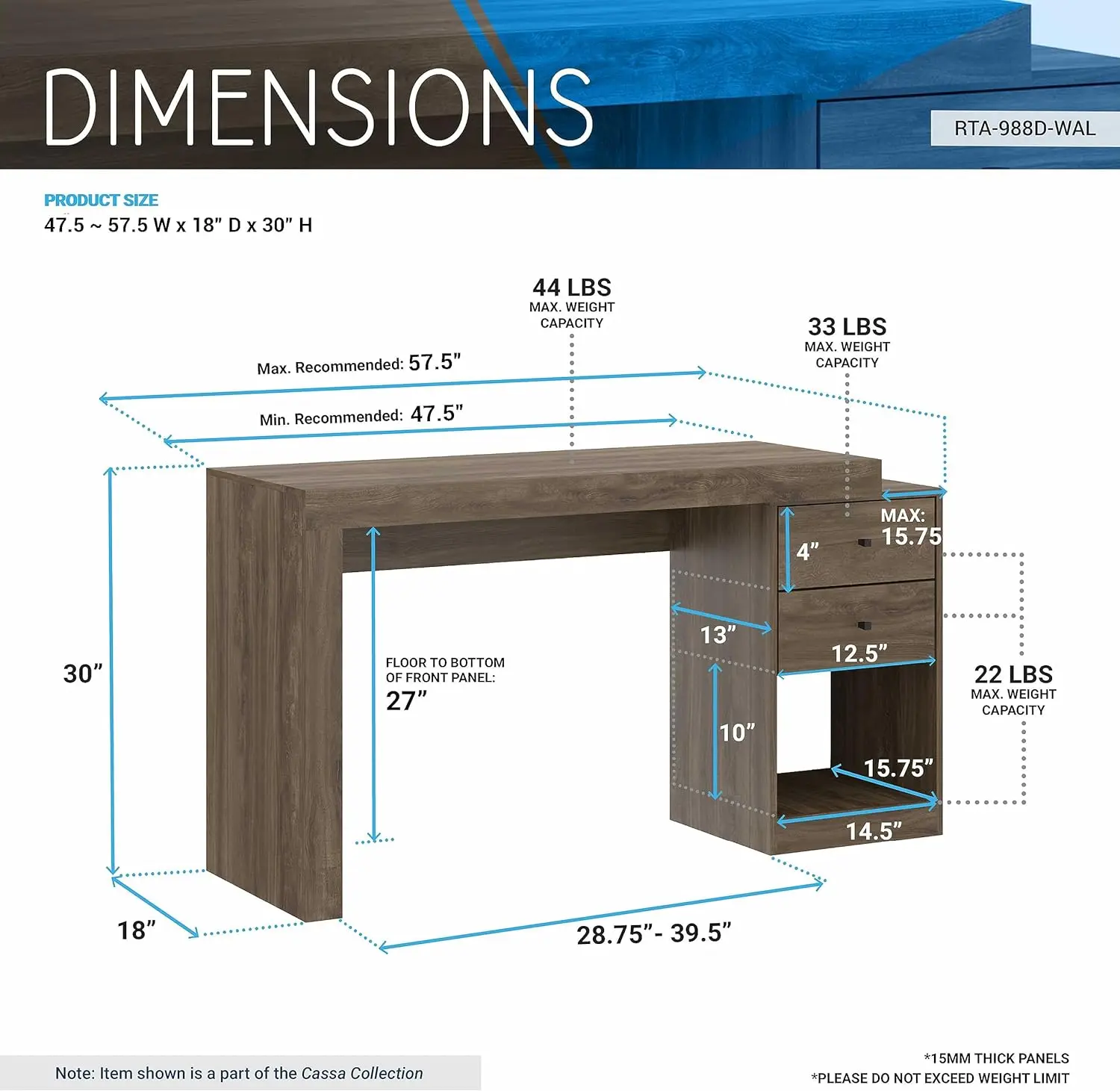 Expandable Desk with Storage Drawers & Open Shelf -Walnut Computer Desk with Printer Space - Modern Home Office Table