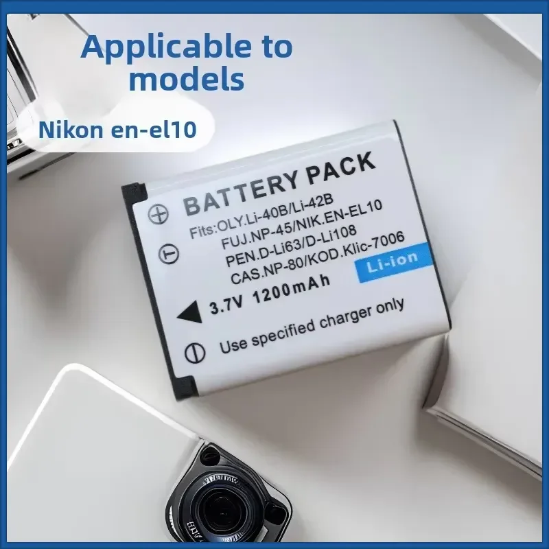 2PCS 1200mAh EN-EL10 Li-42B Li-40B FNP-45 A D-Li63 D-Li108 CNP-80 Battery Charger for Nikon / OLYMPUS / FUJIFILM Pentax Casio