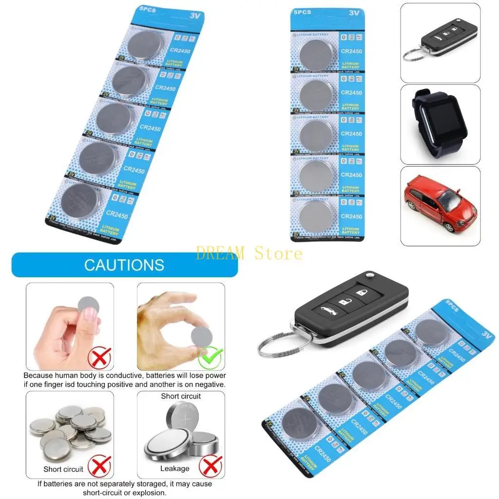 

5PCS NEW CR2450 3V Battery 2450 Button Coin Batteries Set For Small Electroncis Essential best sale