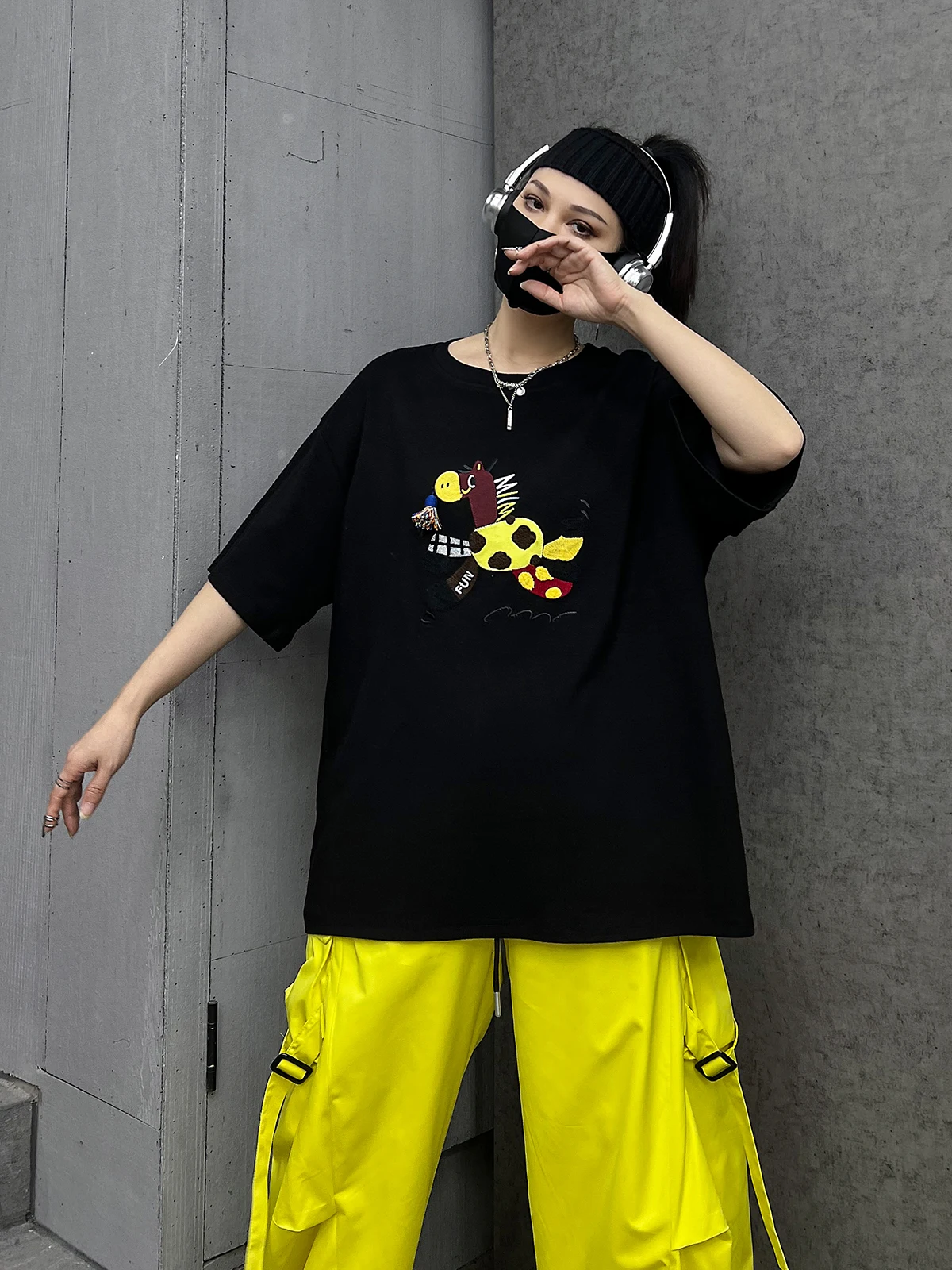 

M-Street Sle Loose Fit Summer T-irt f Sve round Ne ort Sve Casual Bla Top for Women Cotton Polyester Blend