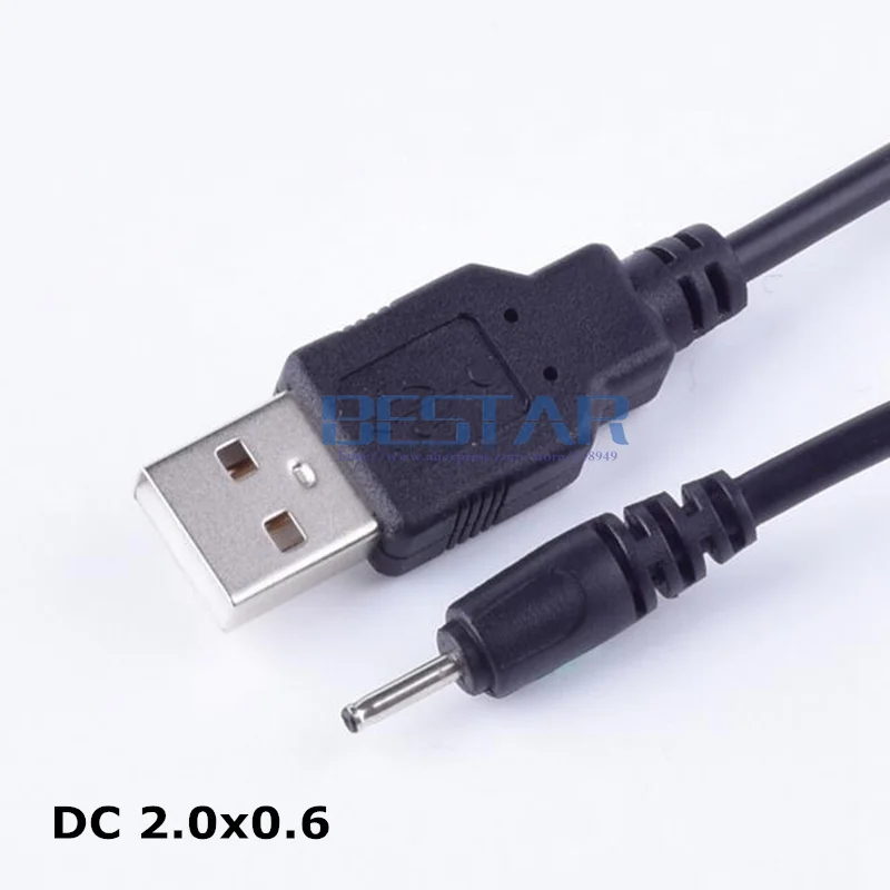 

Black DC power plug USB A to DC 2.0 mm x 0.6 mm 5 Volt DC 2.0x0.6mm Barrel Jack charging Power Cable charge adapter cables 1m 2A