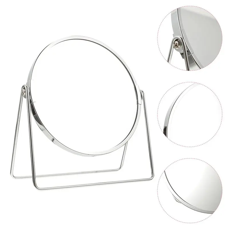 AA20-Double-Sided Makeup Mirror Metal Round Vanity Mirror 2X Magnification Stable Base Design Smooth Glass Bathroom Or Counterto
