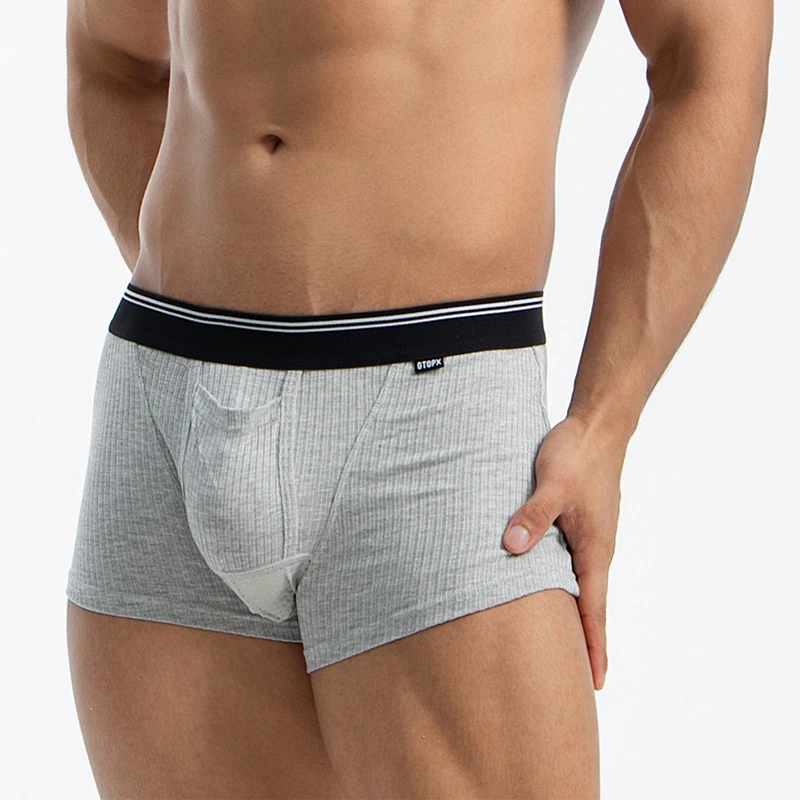 Men Personality Breathable Boxer Shorts Scrotum Care Capsule Panties Separation Penis Pouch Sexy Underwear Soft Underpants Cueca
