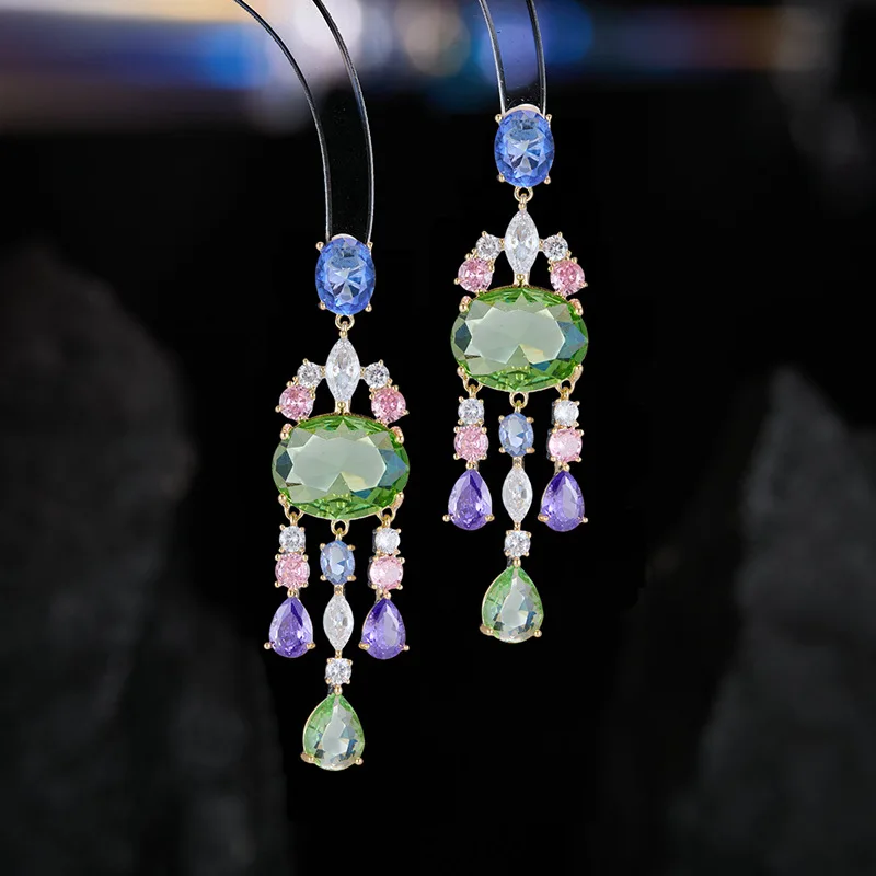 new-colorful-gemstone-tassel-earrings-female-stitching-contrast-long-earrings-accessories-lyx435