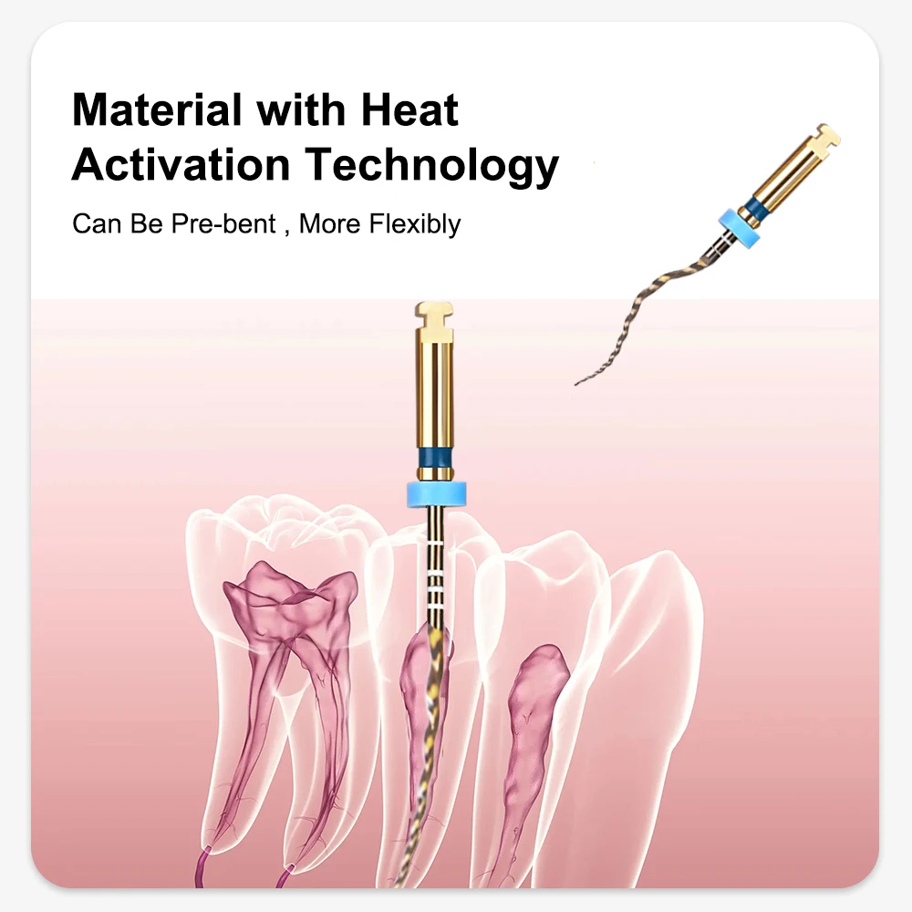 Denspay instrumento dental ativação de calor super arquivo ouro rotativo flexível motor arquivos cônicos raiz canal dentista ferramenta material