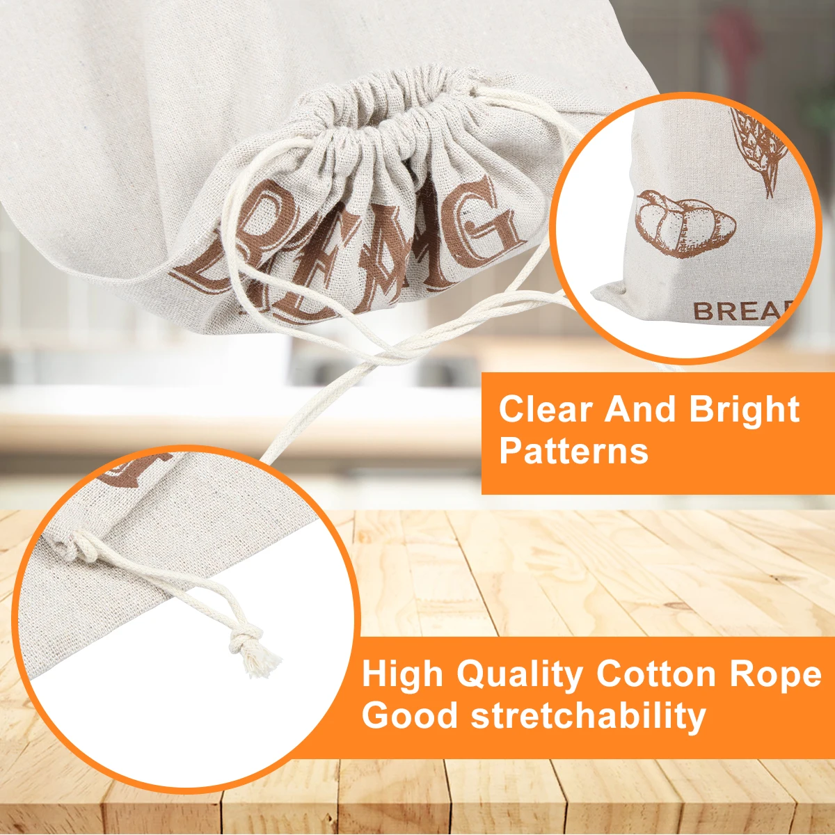 3Pcs New Bread Storage Bags Cotton Linen Homemade Bread Bags with Drawstring Food Grade Storage Bag for Sourdough Bread Storage