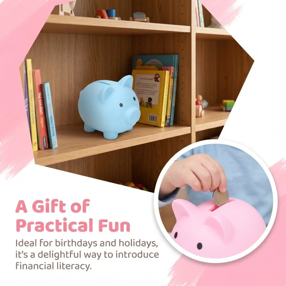 

Children Toy Cartoon Piggy Bank Cute Vinyl Money Box Sturdy Shockproof Savings Bank Kids Gift