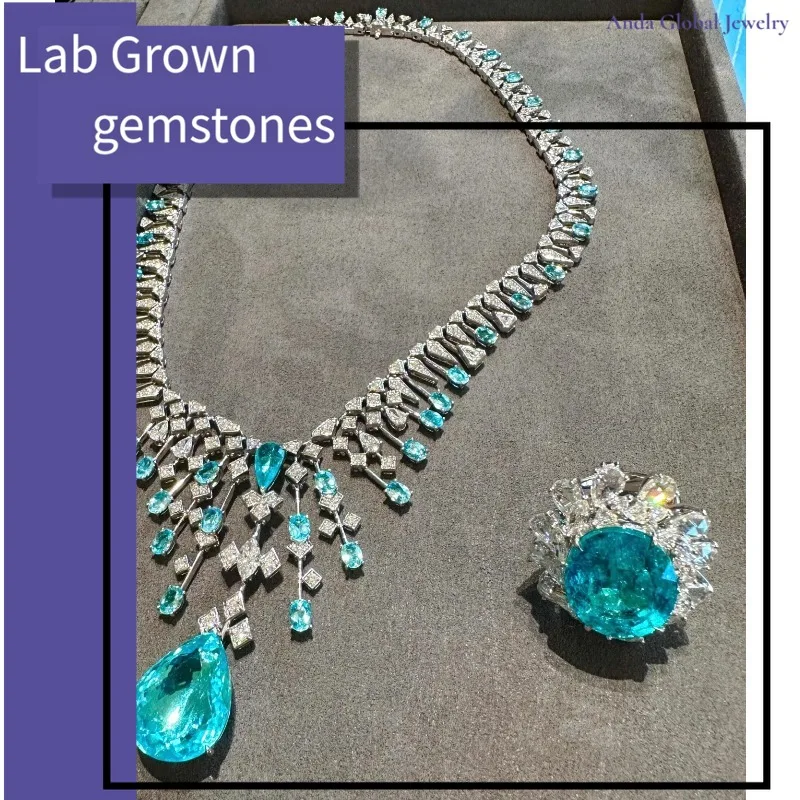 

S-Lab Grown Paraiba Gemstone Round Cut Neon Blue Synthetic Tourmaline Loose For Jewelry Setting&Custom Selectable Certificate