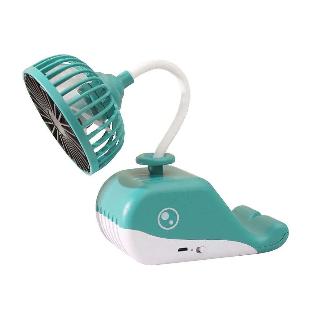 

Phone Holder Fan 2-In-1 Usb Desk Cooling Fan Smartphone Stand Portable Mobile Bracket Support Dolphin Base For Home Office