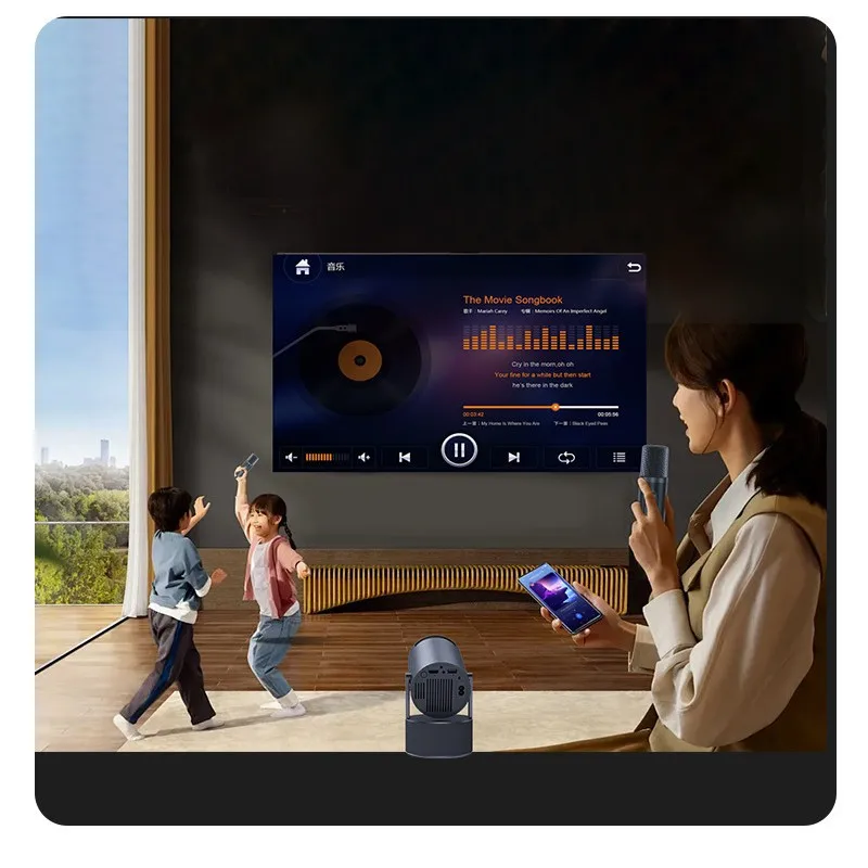 Projektor KaiAqua Smart Android 11 350ANSI z automatycznym ustawianiem ostrości, natywne rozdzielczość 1080P, obsługa 4K, Wi-Fi 6, BT5.0, przenośny, do filmów, na zewnątrz.