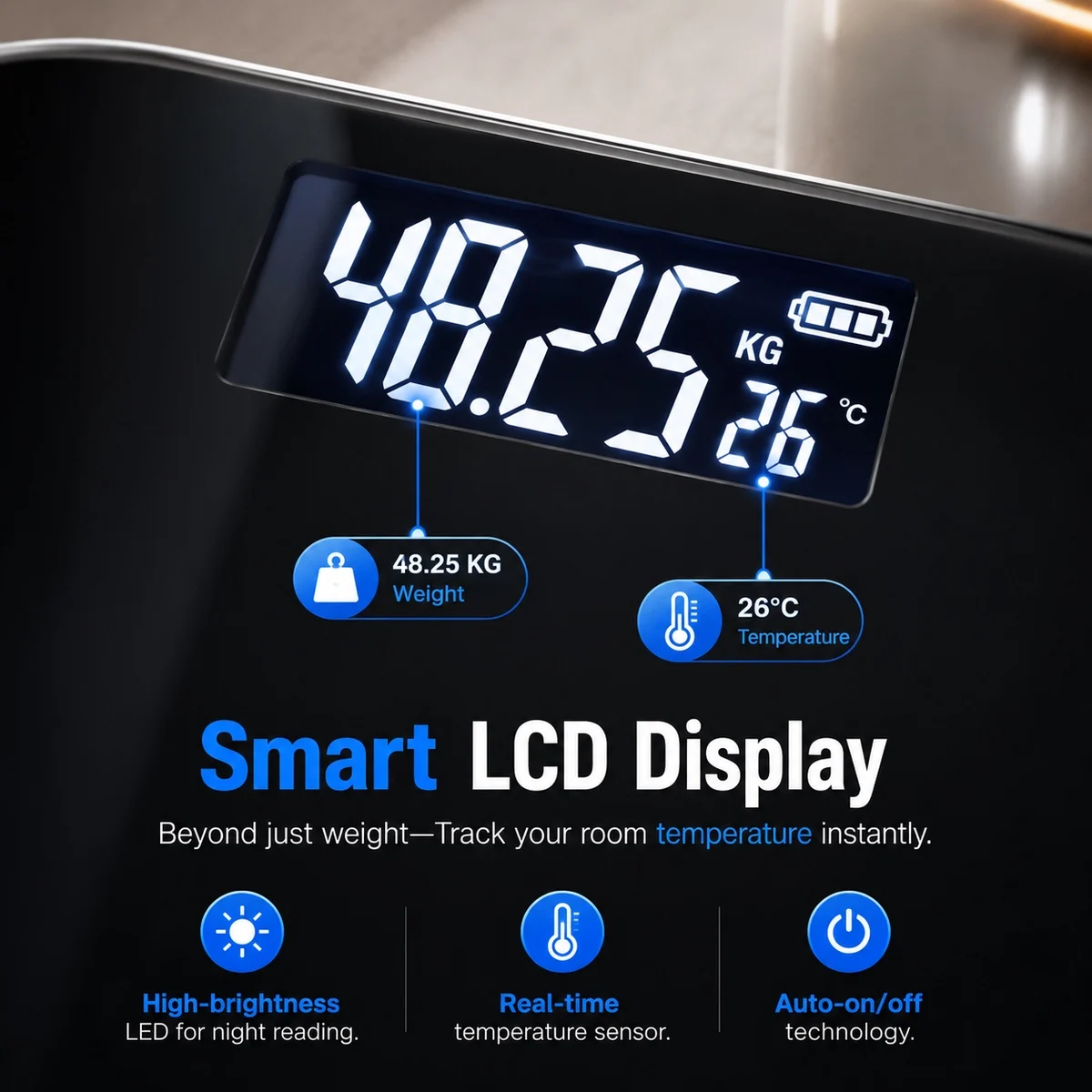 Conridel High Precision Digital Scale Bathroom Scale with Numeric Display Home Fitness Monitoring 400LB/180KG Capacity Battery Powered Wide Platform Strong Tempered Glass for Gymnasio Dormitory Home Women's Favorite view 8