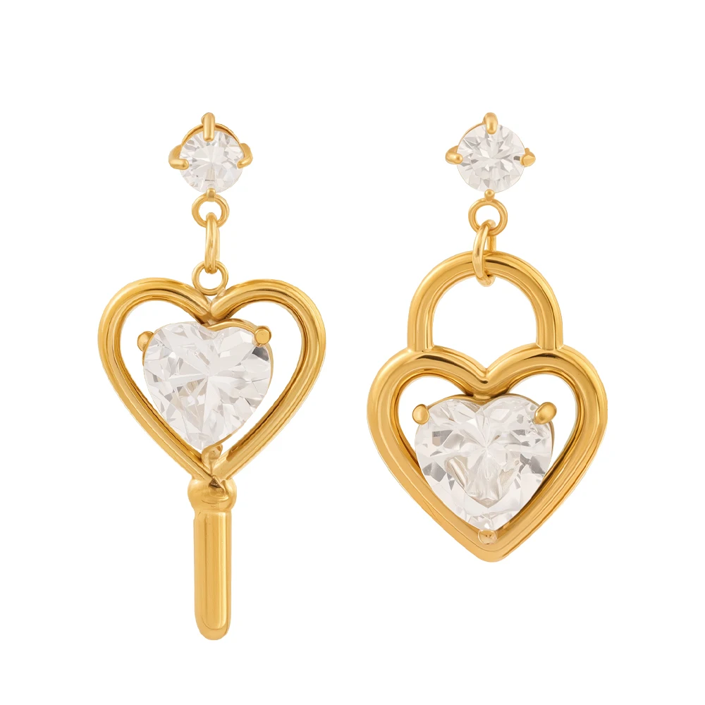 Gold Color Hallow out Small Hoop Earrings For Women Stainless Steel Heart Pattern Women Earrings Jewelry Gift