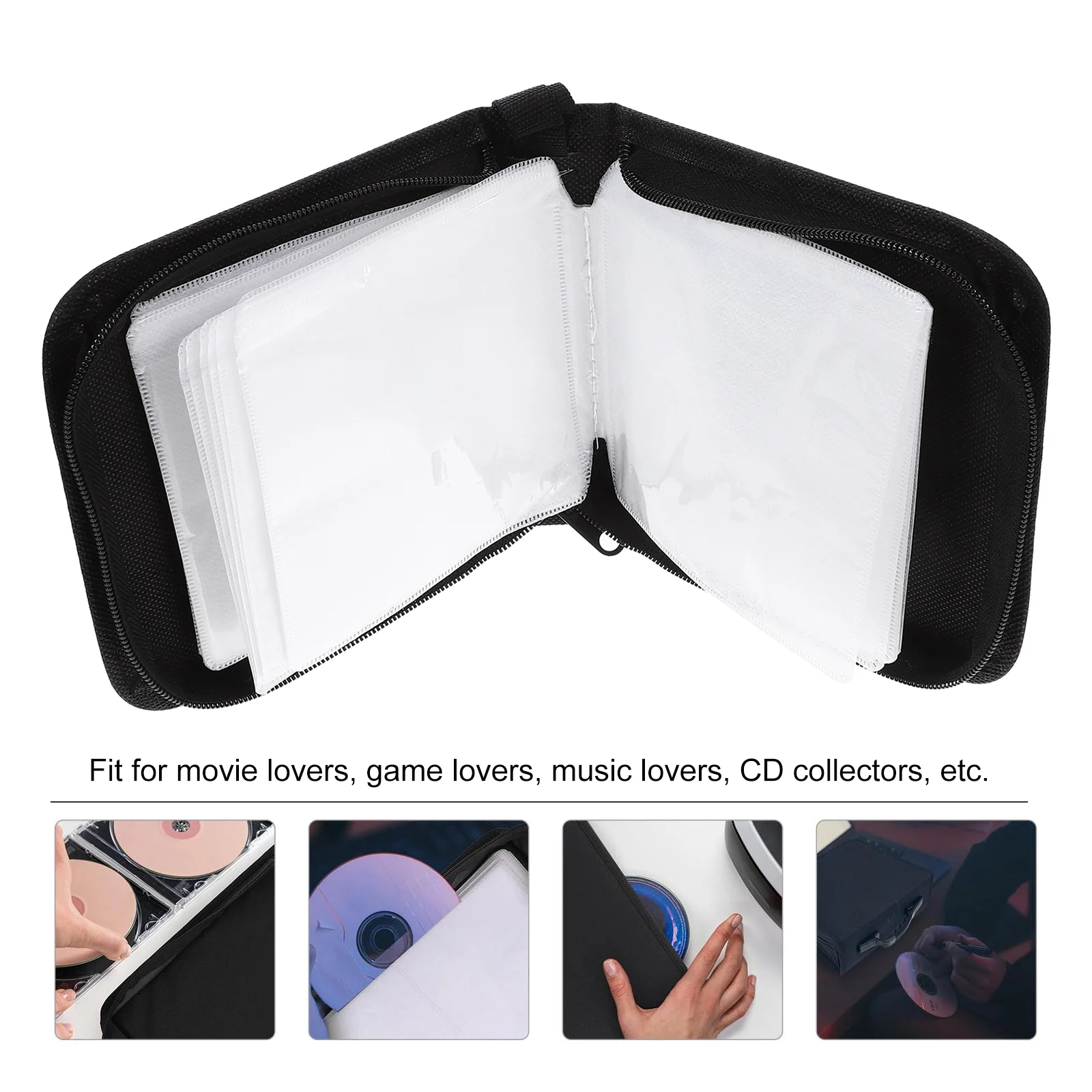 80 Pieces Cd Binder Dvd Case Holder ganizer Cd Storage Case Non Woven Polypropylene Travel Box Cd Bag Blue With Zipper Closure