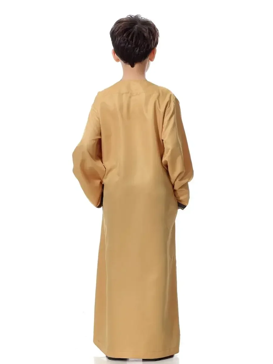 Jubba Thobe Muslim Boy Kids Abaya Dubai Long Robe Embroidery Caftan Turkey Ramadan Muslim Clothes Kaftan Islam Thoub Djellaba
