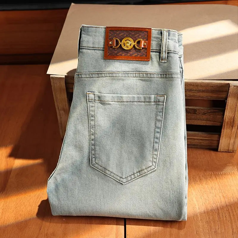 New Stretch Business Casual Jeans Autumn Winter Men's Classic Slim Trousers Black Blue Straight Male Y2K Denim Pants Large Size