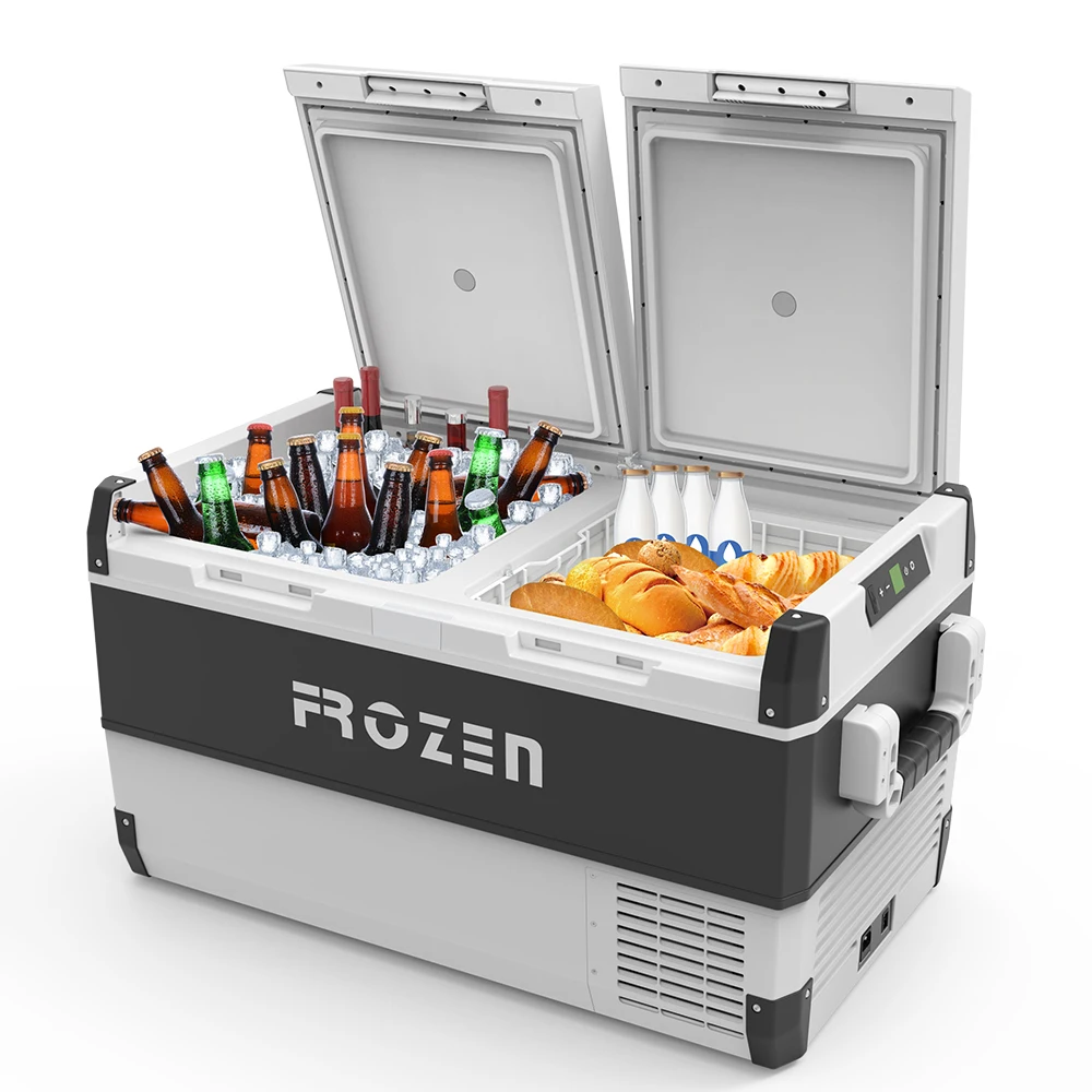 FROZEN 75 Liters 12v refrigerator compressor car cooler dual zone fridge camping cool box for camping/outdoor