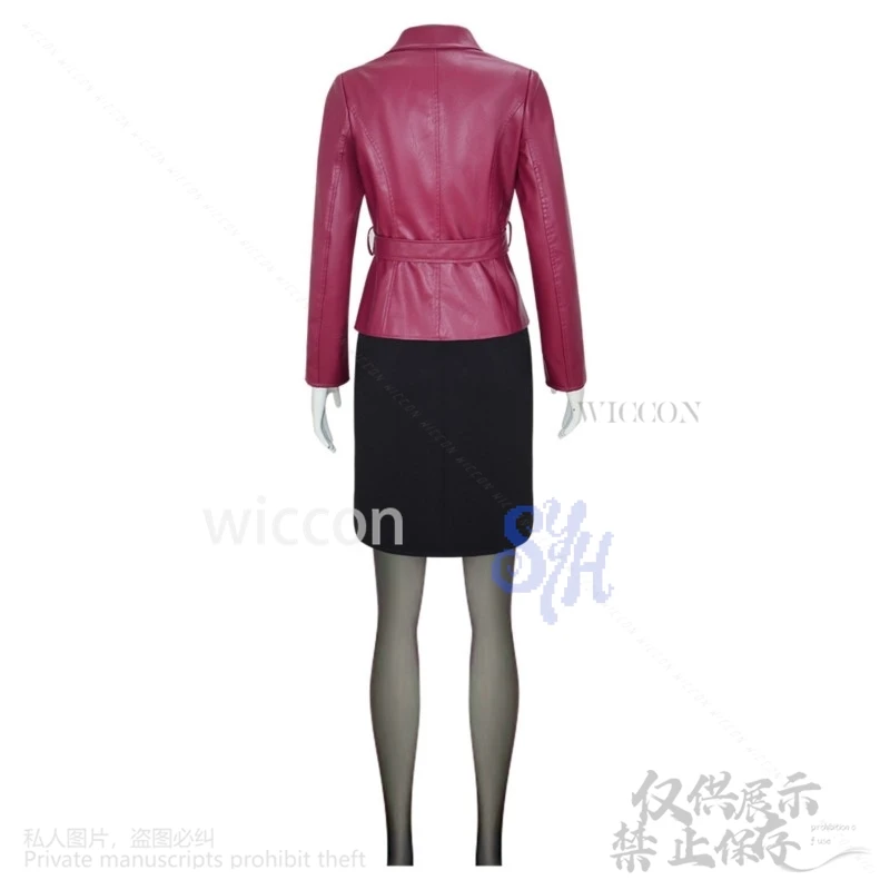 Maria-Disfraz de Anime Game Hill 2, chaqueta de PU, abrigo largo, vestido negro Sexy, pelucas góticas para fiesta de Navidad y Halloween, personalizado