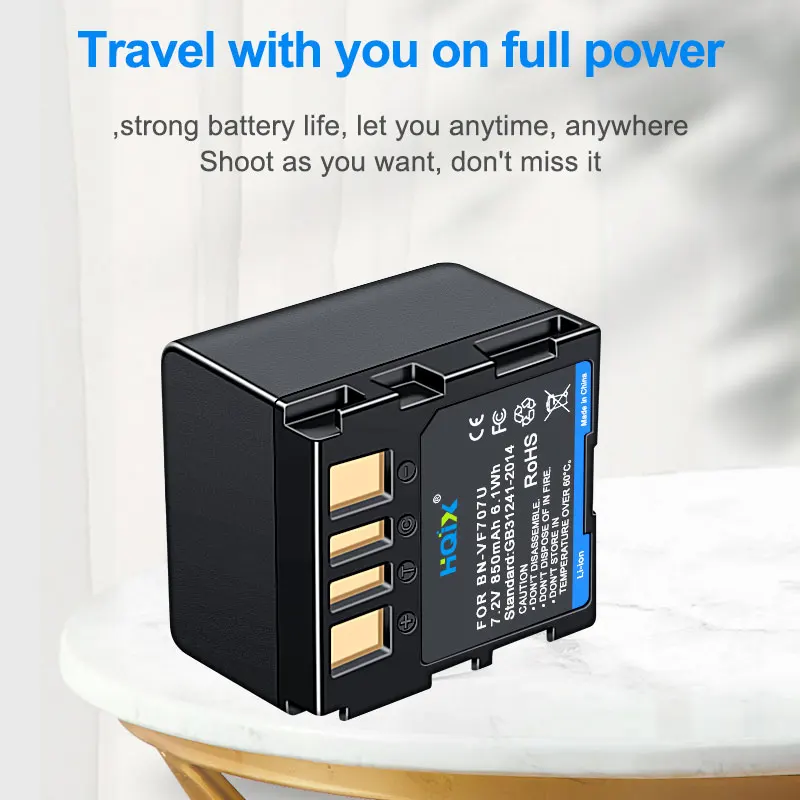 

HQIX for JVC GR-DF570US DF420 DF430US DF450 DF590 DF425 DF540 DF430 DF450US DF550US DF570 Camera BN-VF707U USB Charger Battery