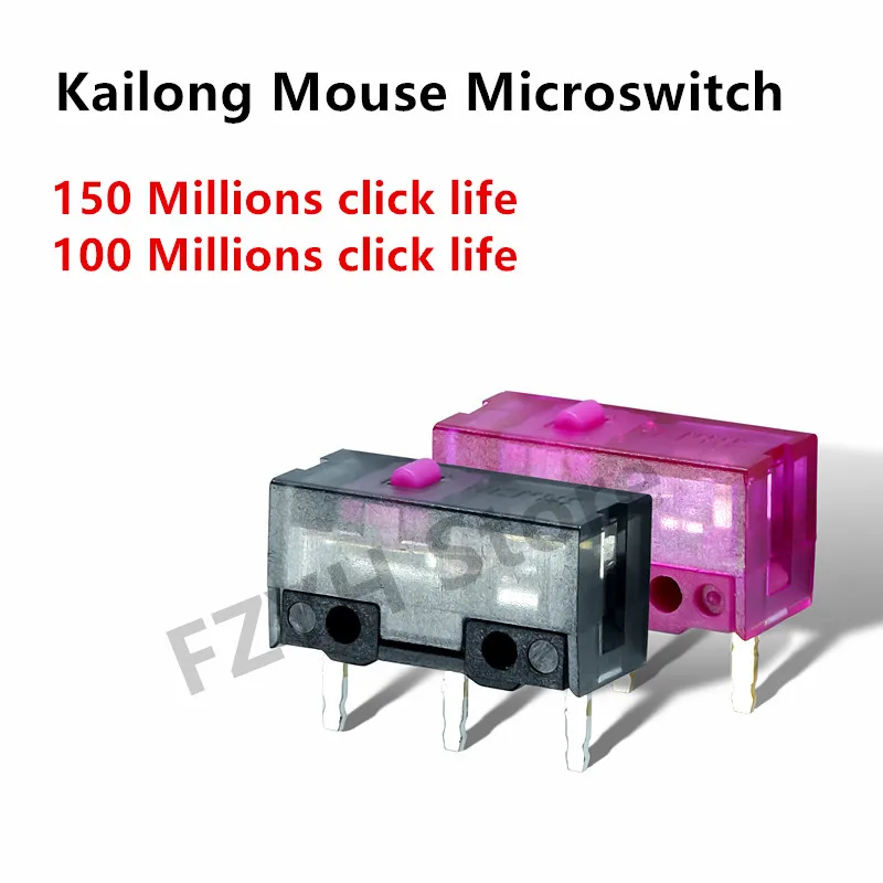 2-10Pcs KaiLong Mouse Micro Switch Purple Gold Pink Dot 150 Millions Click Lifetime Black Transparent 100Millions Click Lifetime