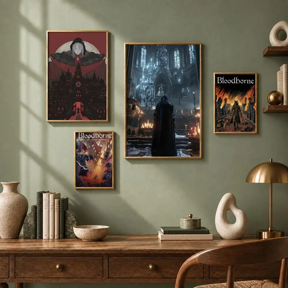 Gothic Game B-BloodborneS Poster HD Self-Adhesive No Residue After Removal Ideal for All Kinds of Wall Decor