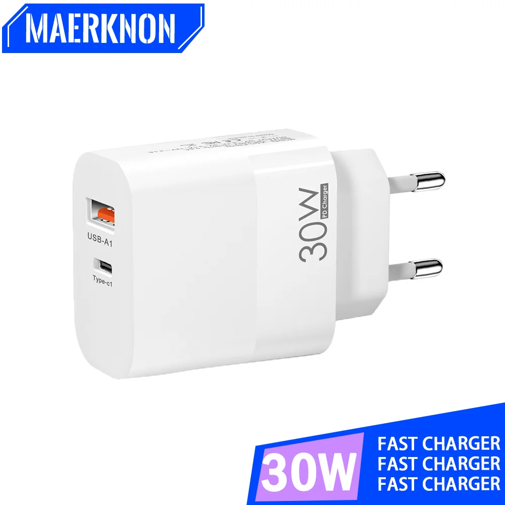 

Сетевое зарядное устройство с двумя портами USB Type-C, 30 Вт