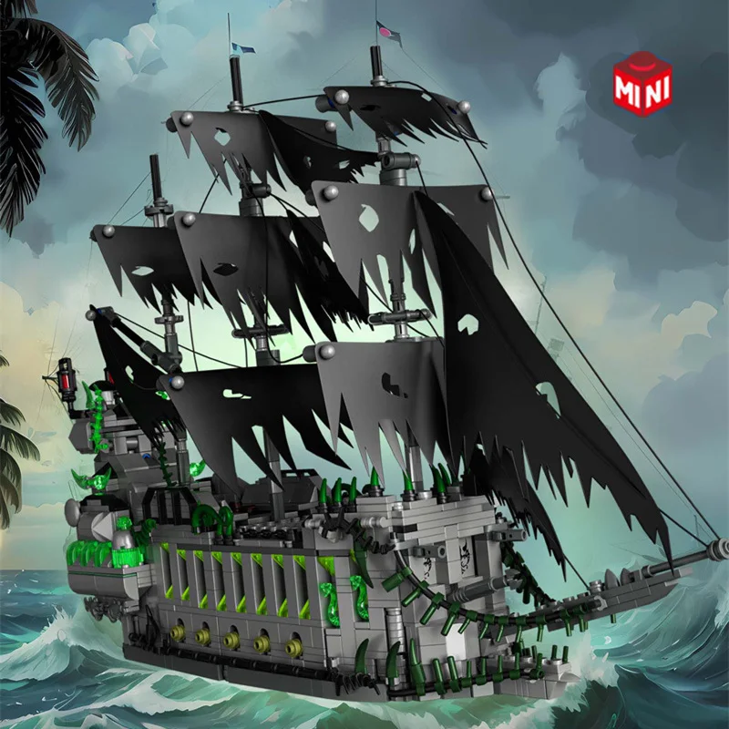 Miniso Disney Caribbean Flying Dutchman Pirates Ship Black Pearl Boat Bricks Diy Toys Model Building Block Brick Gift Toys