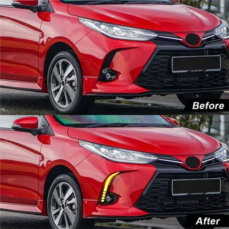 Hot Selling-LED Fog Lamp DRL Daytime Running Light& Turn Signal For Toyota Yaris Vios 2020-2022 Fog Lamp Daylight Car