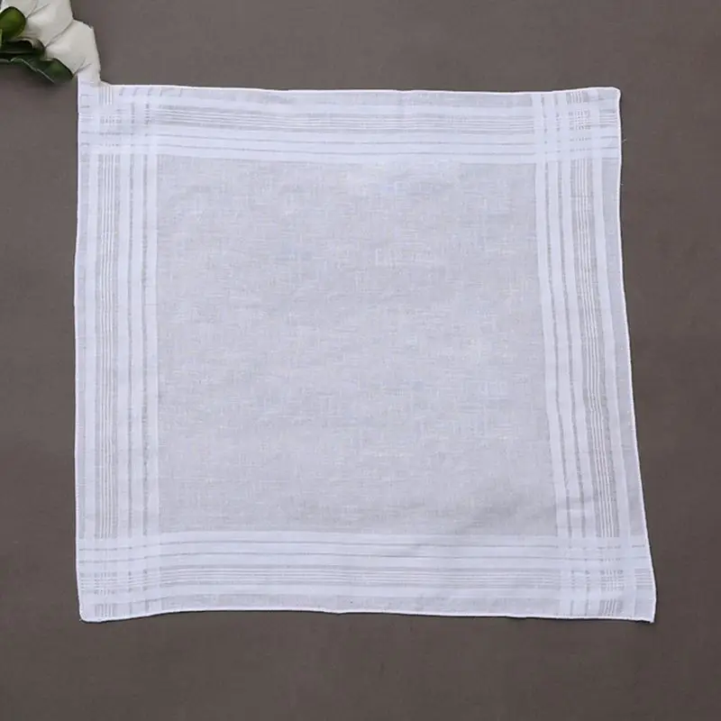 12pçs lenços algodão lenços puros jacquard listrado bolso quadrado toalha faça você mesmo