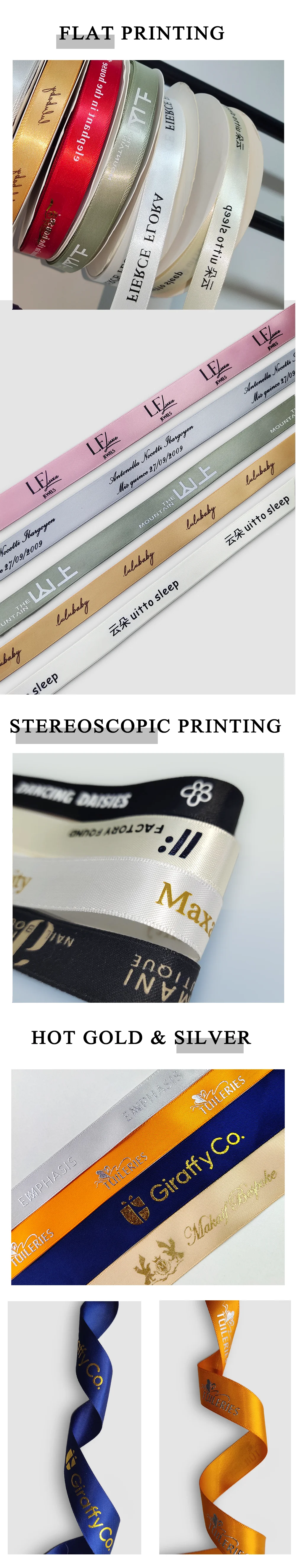 Benutzerdefiniertes Flachdruckband, personalisiertes Logo, Polyesterband, Hochzeit, Geburtstag, Satinbänder, Dekoration, Kunsthandwerk, Stoff – Detail 2