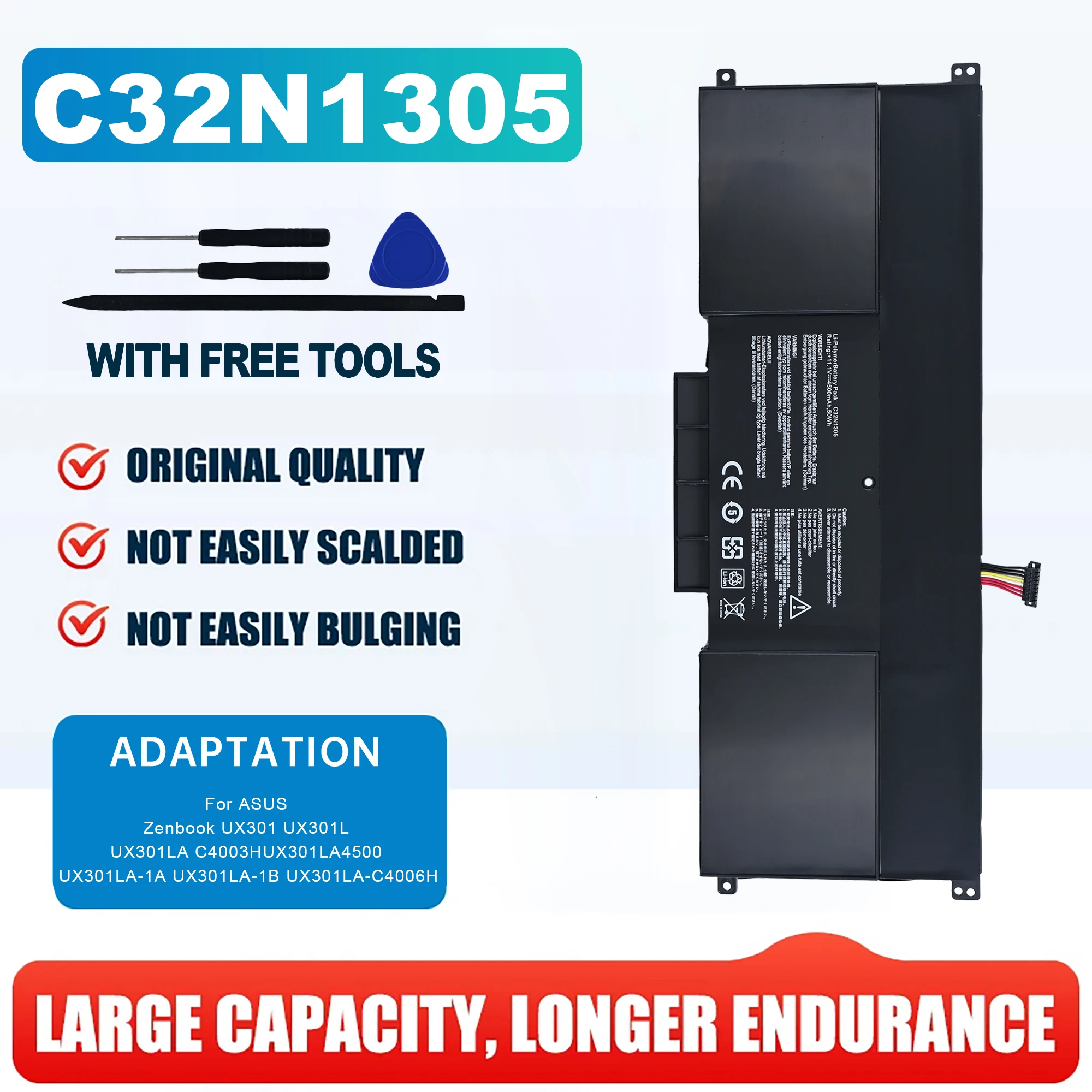 C32N1305 Laptop Battery For ASUS Zenbook UX301 UX301L UX301LA C4003HUX301LA4500 UX301LA-1A UX301LA-1B UX301LA-C4006H