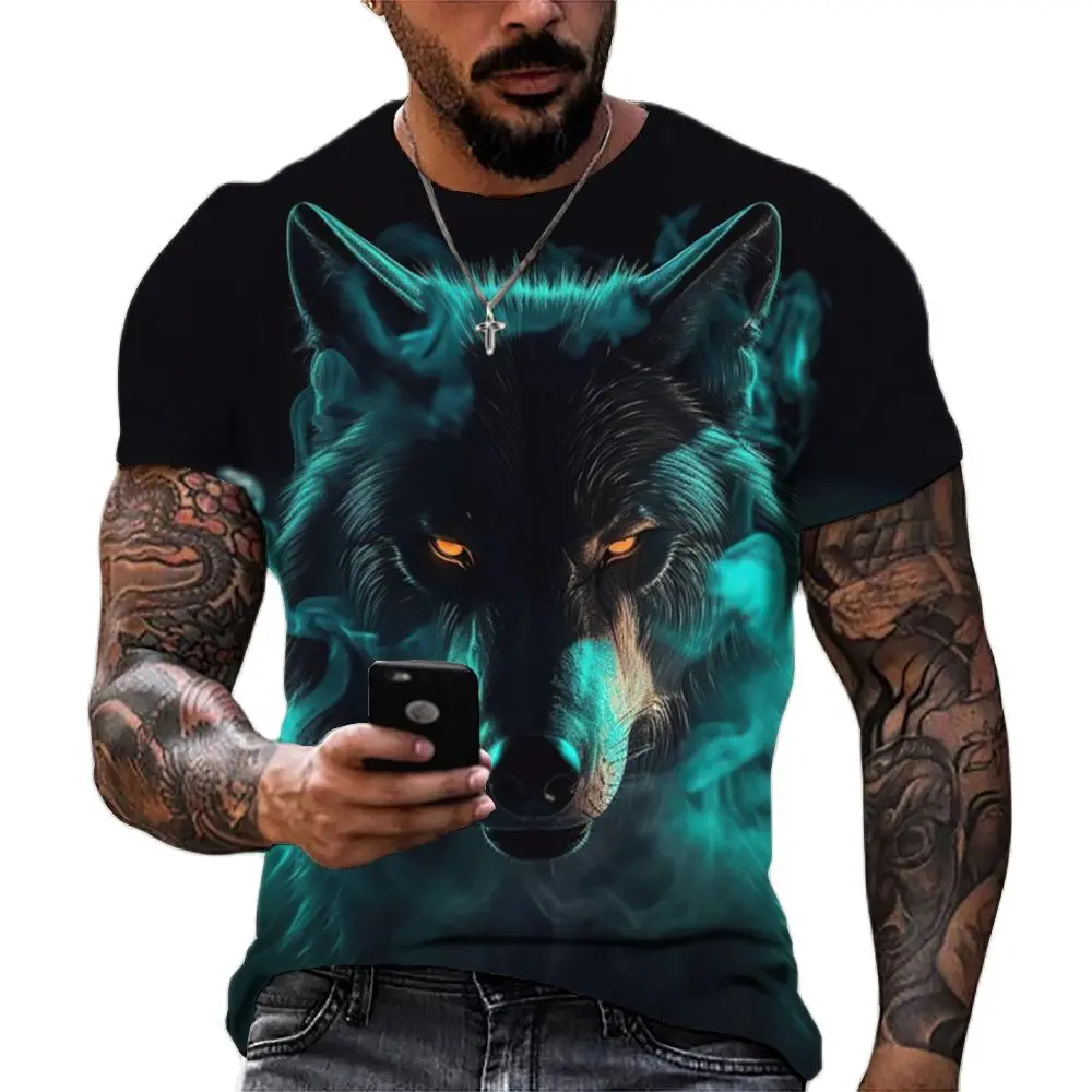 Tiger Fighting Animal Beast Fierce Lion/leopard Print 3D T-shirt Men\'s Short Sleeve Tops Oversized Tees Shirt Men Design Clothes