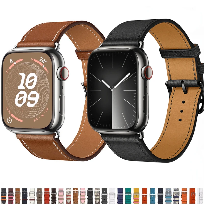 Leather strap For Apple watch Ultra 2 49mm 9 8 7 45mm 41mm High quality business wristband For iwatch 6 5 4 3 SE 44mm 40mm 42mm