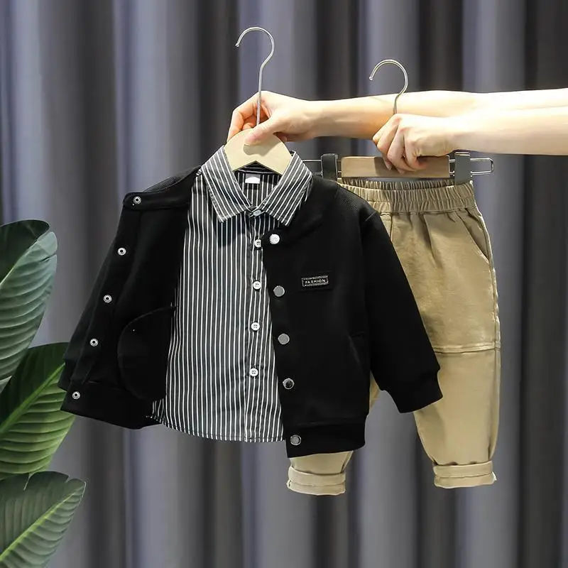 

Children's clothing foreign suit baby spring handsome versatile children's clothing boys fried street casual three-piece set