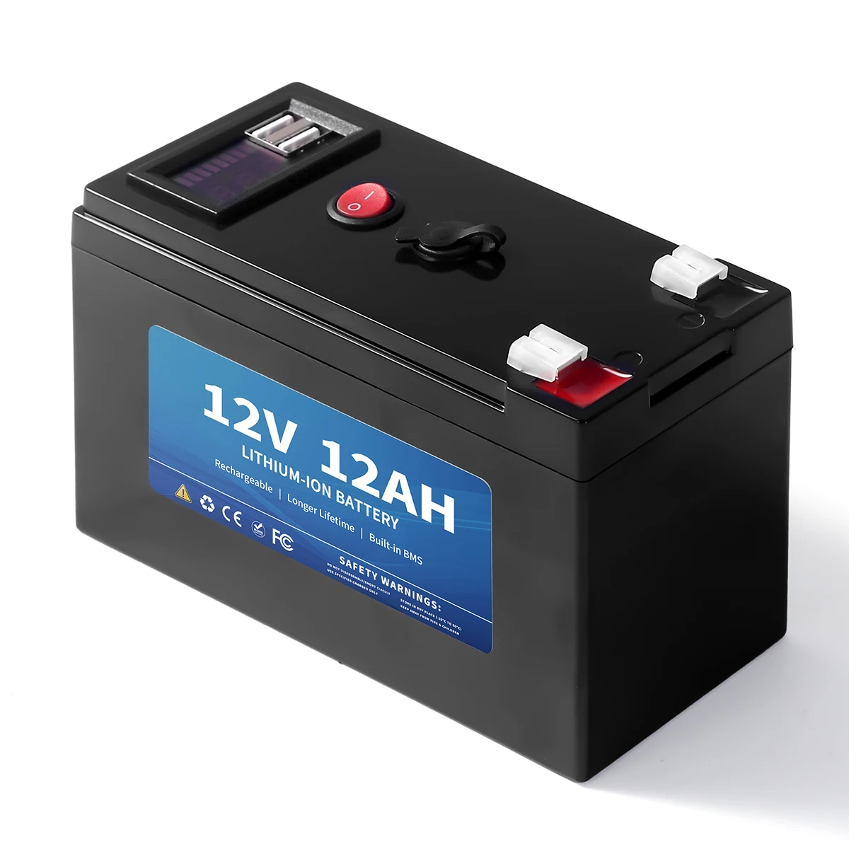 12V 12Ah Lithium Battery with Charger, Rechargeable Li-ion Battery Pack, 12 Volt Battery Replacement for DIY Projects, LED Lights, Toys and More