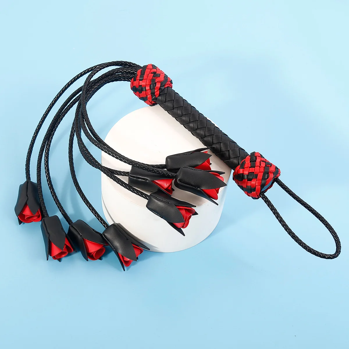 Sm 64.5cm fetiche couro do plutônio rosa flor chicotes flogger palmada paddlenout bdsm adulto jogo erótico flertando sexo cavalo chicote brinquedos