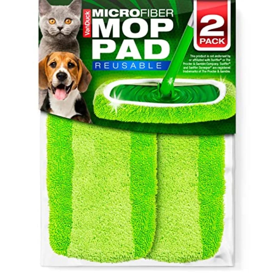 

Reusable Mop Pads Compatible with Swiffer Sweeper 2-Pack - Washable Microfiber Mop Pads for Wet and Dry Use - All Purpose Floor