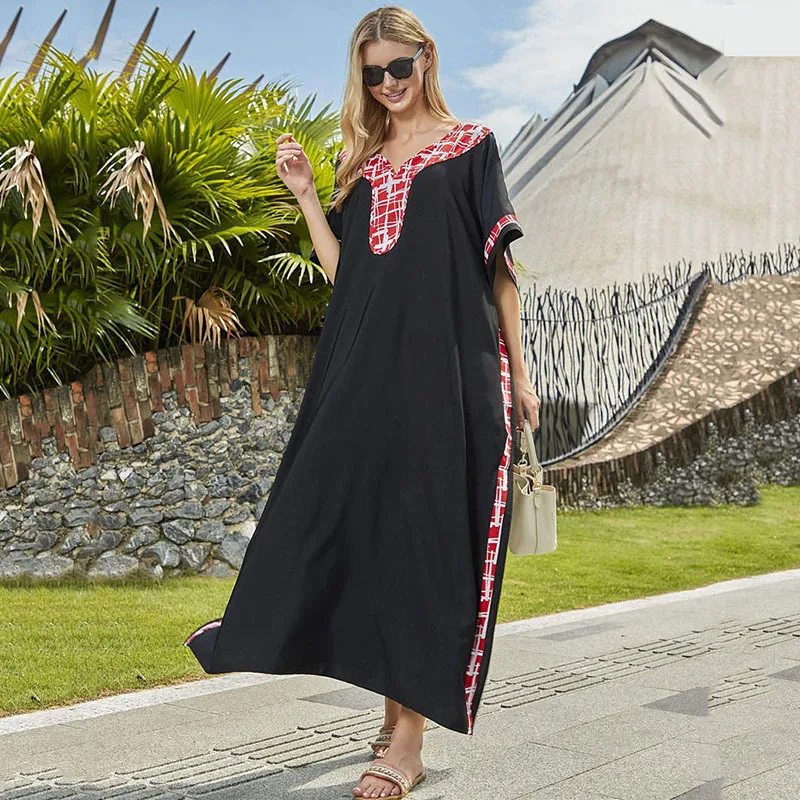 سترة نسائية جديدة فضفاضة مكونة من 6 ألوان فستان للشاطئ سترة صيفية للنساء رداء للشاطئ فستان قفطان