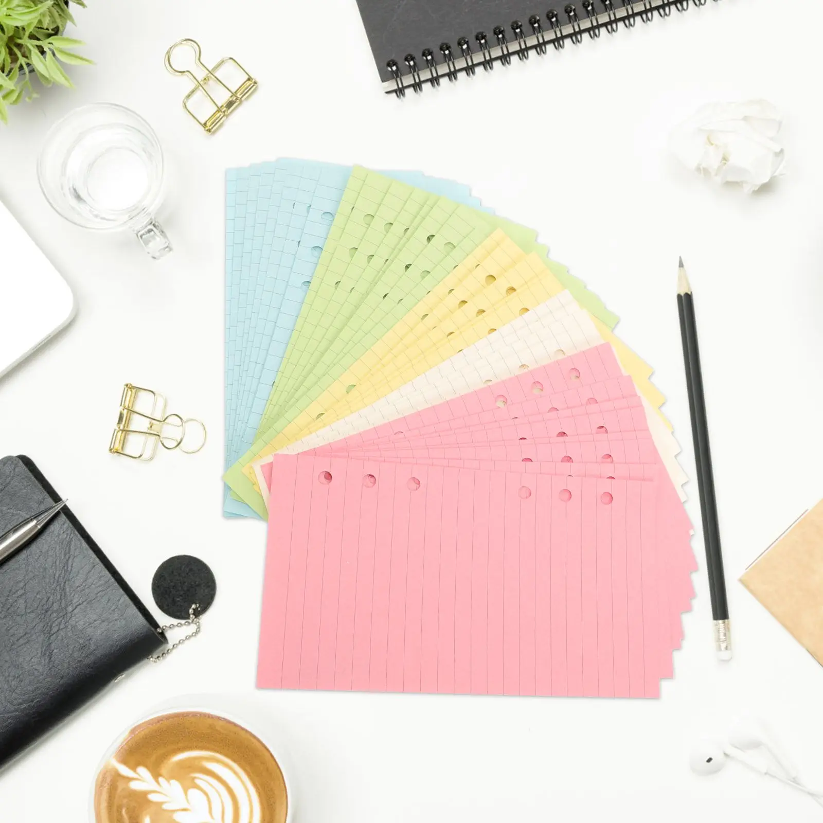 สมุดบันทึก 50 หน้าเติมแทรกกระดาษหลวมสําหรับ Notebook Punch Hole สีสันสดใส