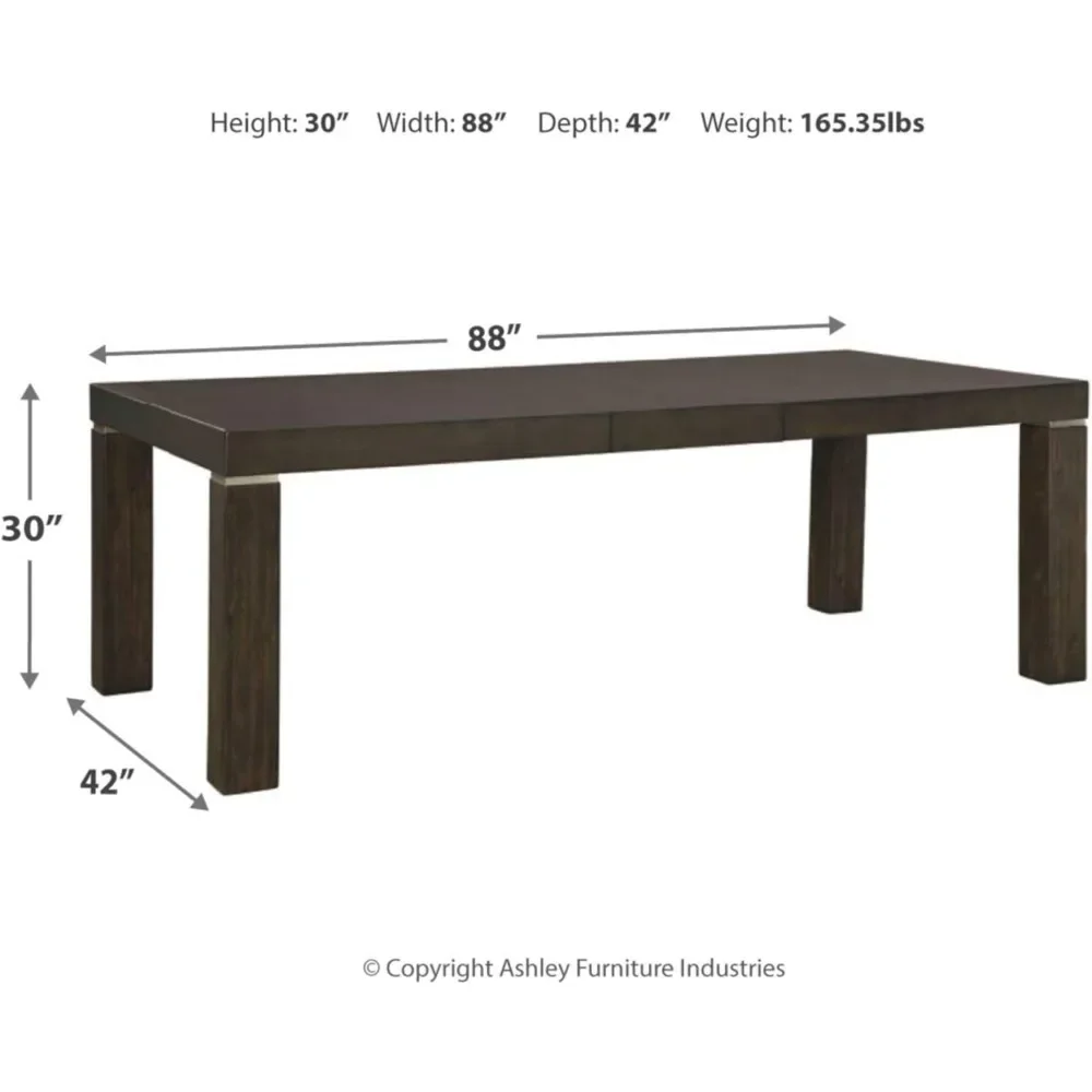 Table d'extension de salle à manger contemporaine, sièges jusqu'à 8 places, marron foncé