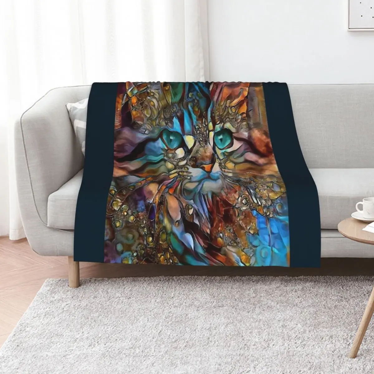 Andyna, cat, chat, cat, lea roche paintings Couverture polaire ultra douce en flanelle pour toutes les saisons