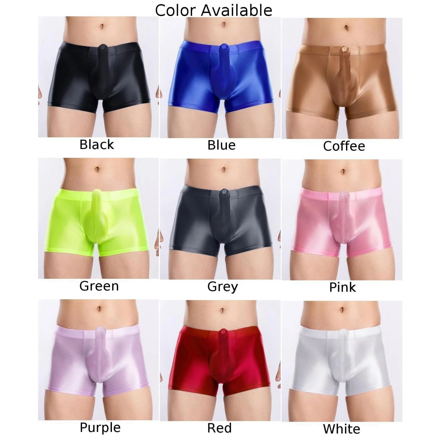 Sexy Lingerie Mens Oil Shiny Glossy Panties Erotic Underpants Gay Sissy Pouch Underwear Man Low Rise Trunks Stretch Boxer Shorts