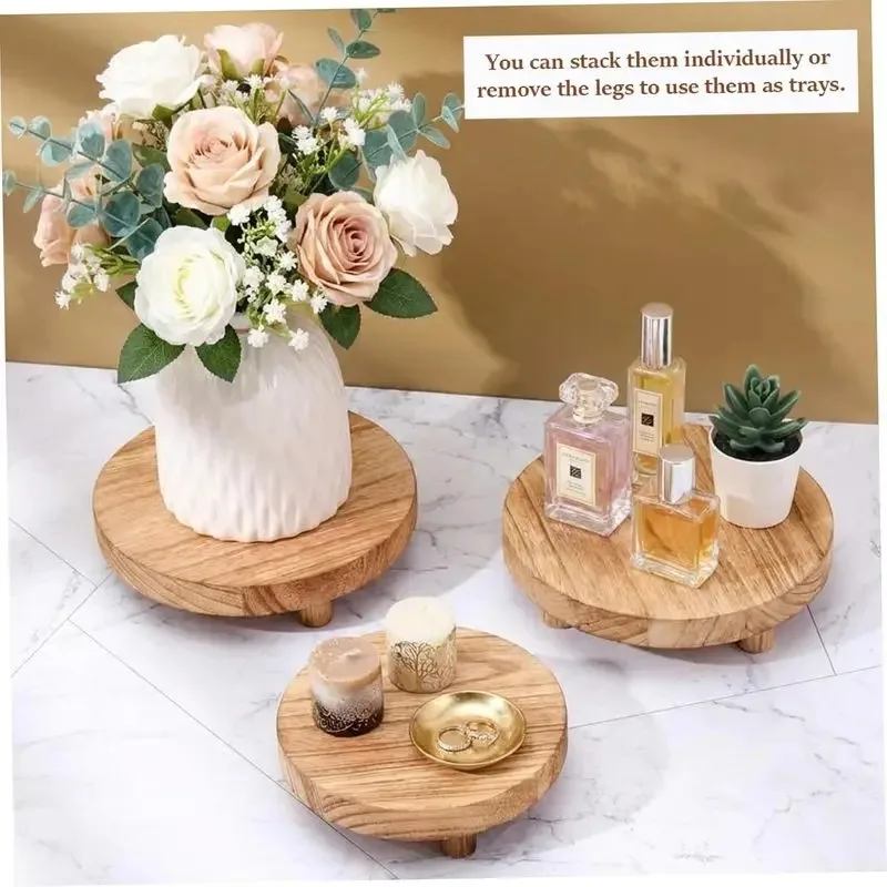 Wooden Display Riser for Display Round Shelf Wood Riser Pedestal Stand for Home Decor Organizer Storage Organization