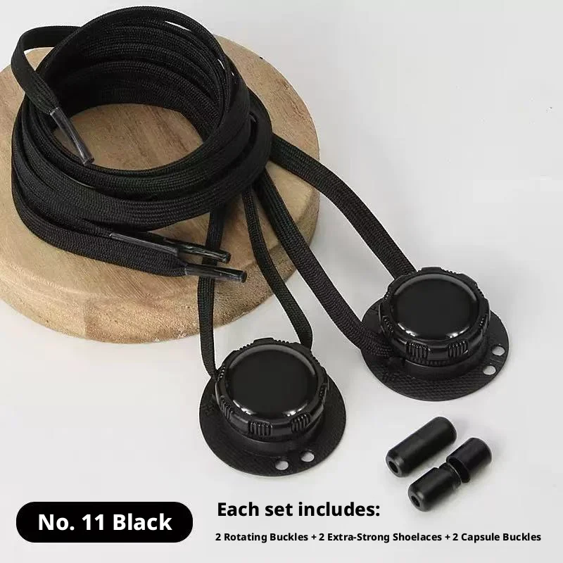 1 Pair Classic Style No-Tie Shoe Locks — Rotating quick-adjust buckles for 5mm laces, easy to fasten.