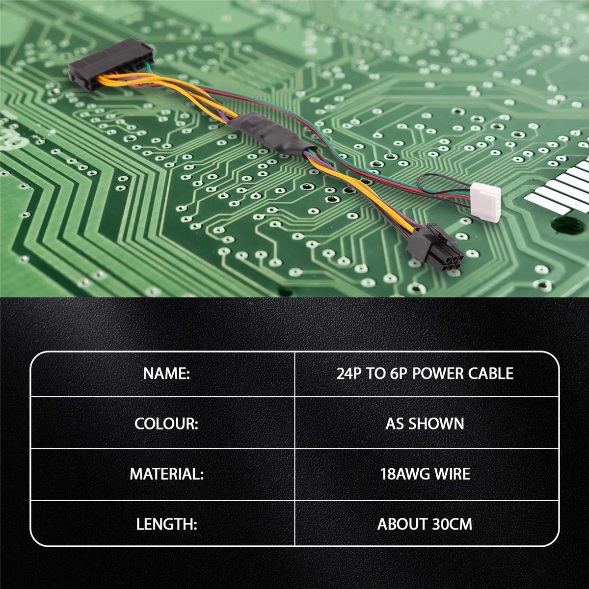 A05R ATX PSU Power Supply Cable PCIe 6 Pin to ATX 24 Pin Power Supply Cable 24P to 6P for HP 600 G1 600G1 800G1 Mainboard