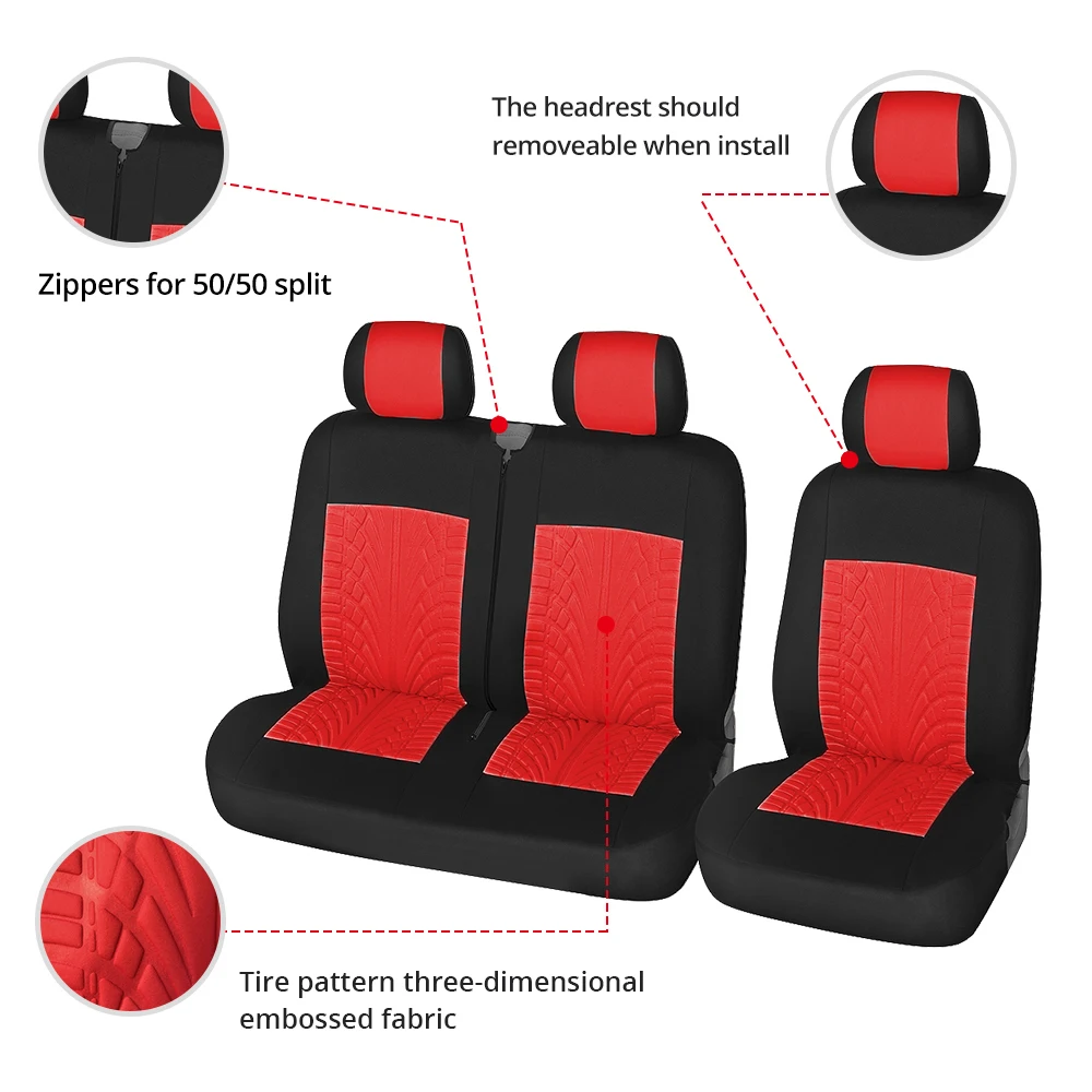 Universelle Sitzbezüge für den Fahrzeuginnenraum, geeignet für zwei Sitzreihen, passend für Ford, Smart 451, Funda Coche, Leon MK2 – Detail 8
